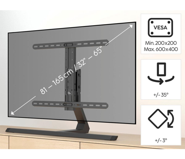 Hama Stojak do TV 65" MAX 40KG obrotowy regulowana wysokość - 1516983 - zdjęcie 7